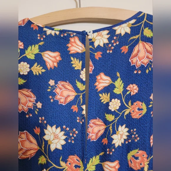 Farm Rio Anthropologie Blue Floral Wide Leg Jumpsuit Medium - Picture 7 of 12